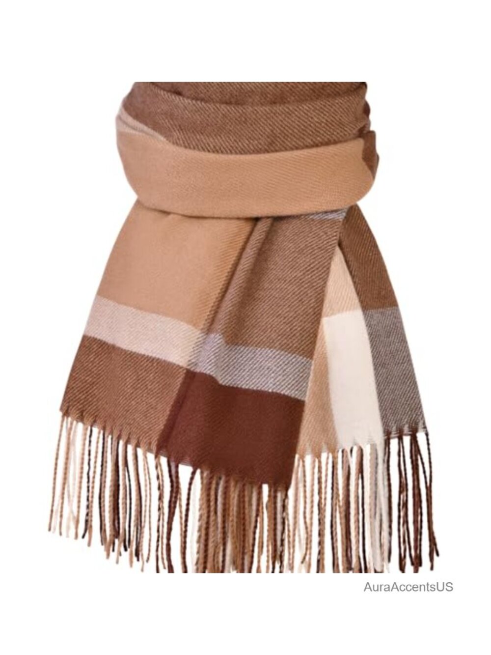 Winter Scarf for Women Cashmere Feel Long Oversized Plaid Fringe